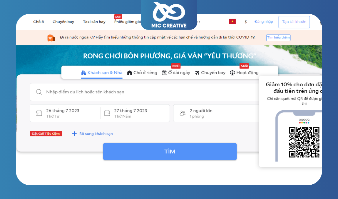 Agoda.com - Website chuyên phòng vé, lên lịch trình du lịch