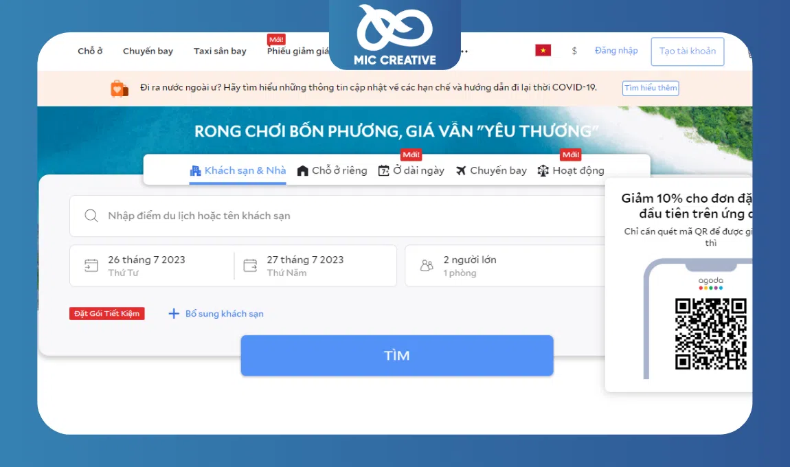 Agoda.com - Website chuyên phòng vé, lên lịch trình du lịch