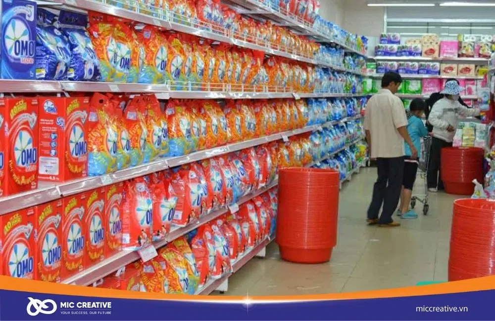 OMO luôn chiếm phần lớn sự hiện diện trên các kệ trong siêu thị