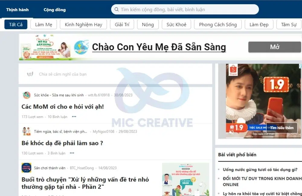 Giao diện Webtretho