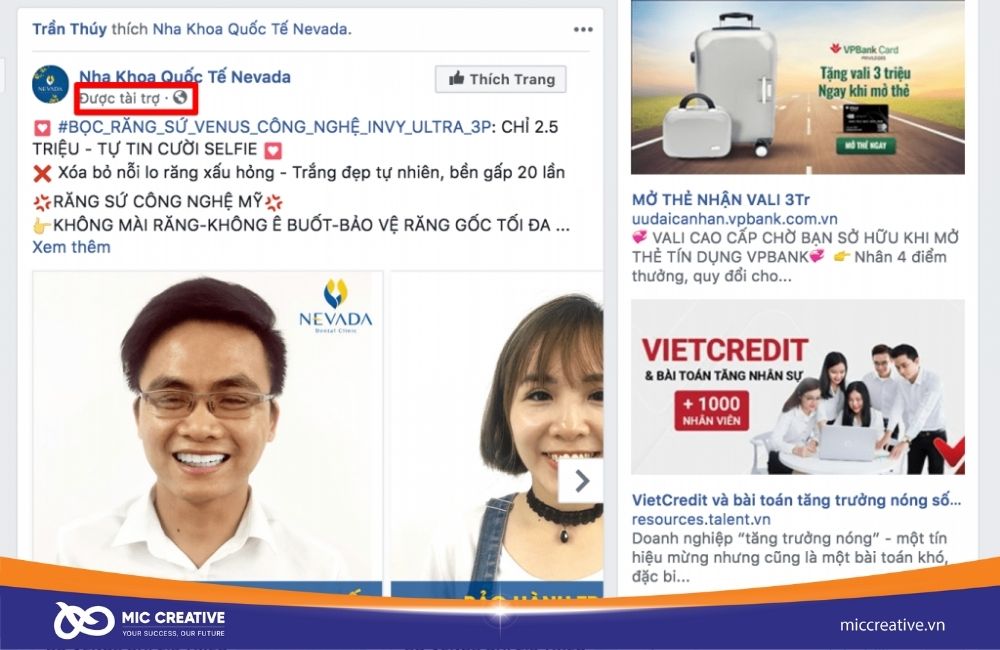 Một quảng cáo trên Facebook