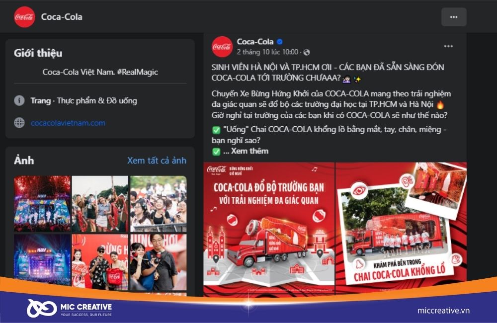 Fanpage của Coca Cola