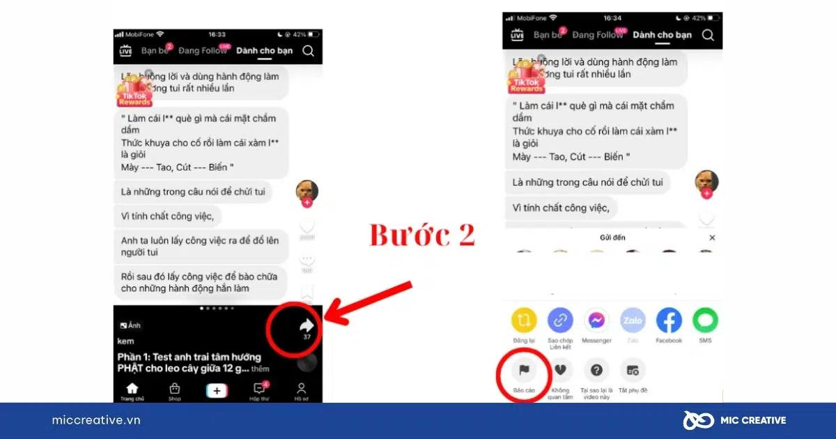 Báo cáo video trên TikTok - Bước 2 