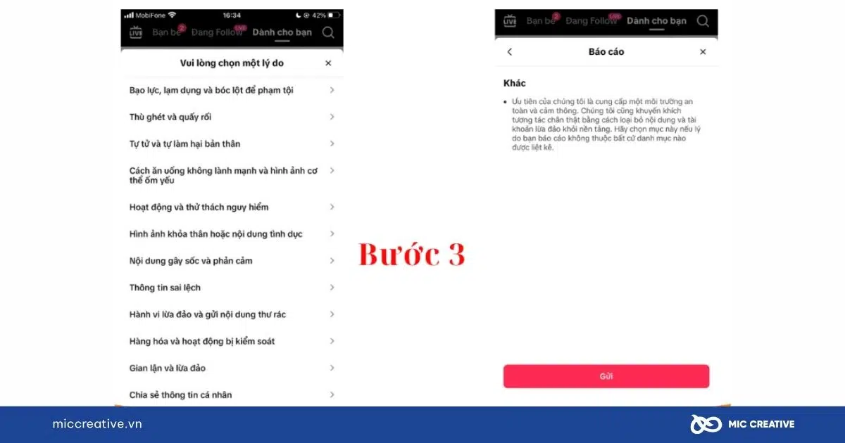 Báo cáo video trên TikTok - Bước 3
