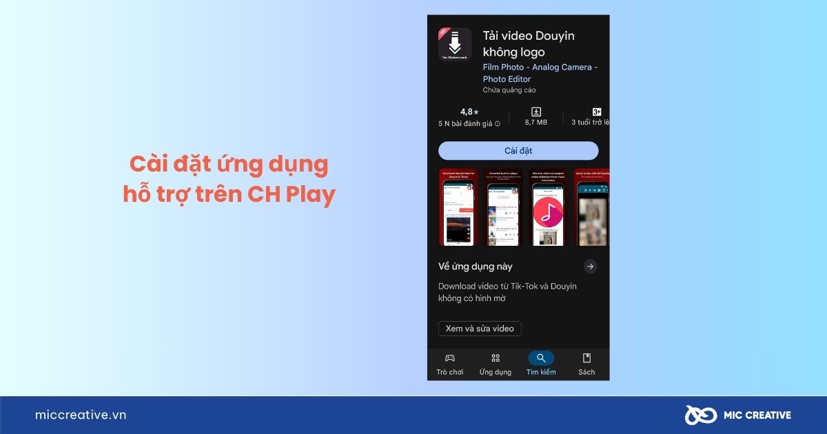 Cài đặt ứng dụng hỗ trợ trên CH Play