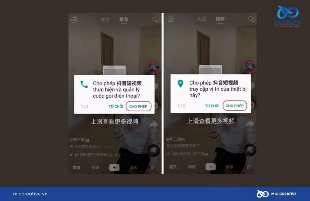 Cho phép để cấp quyền cho ứng dụng Douyin
