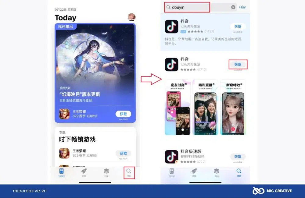 Truy cập AppStore và tìm Douyin để tải về