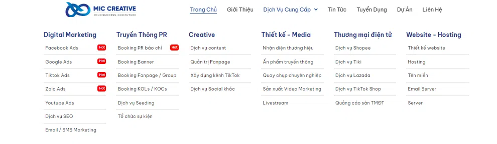 Các dịch vụ MIC CREATIVE cung cấp