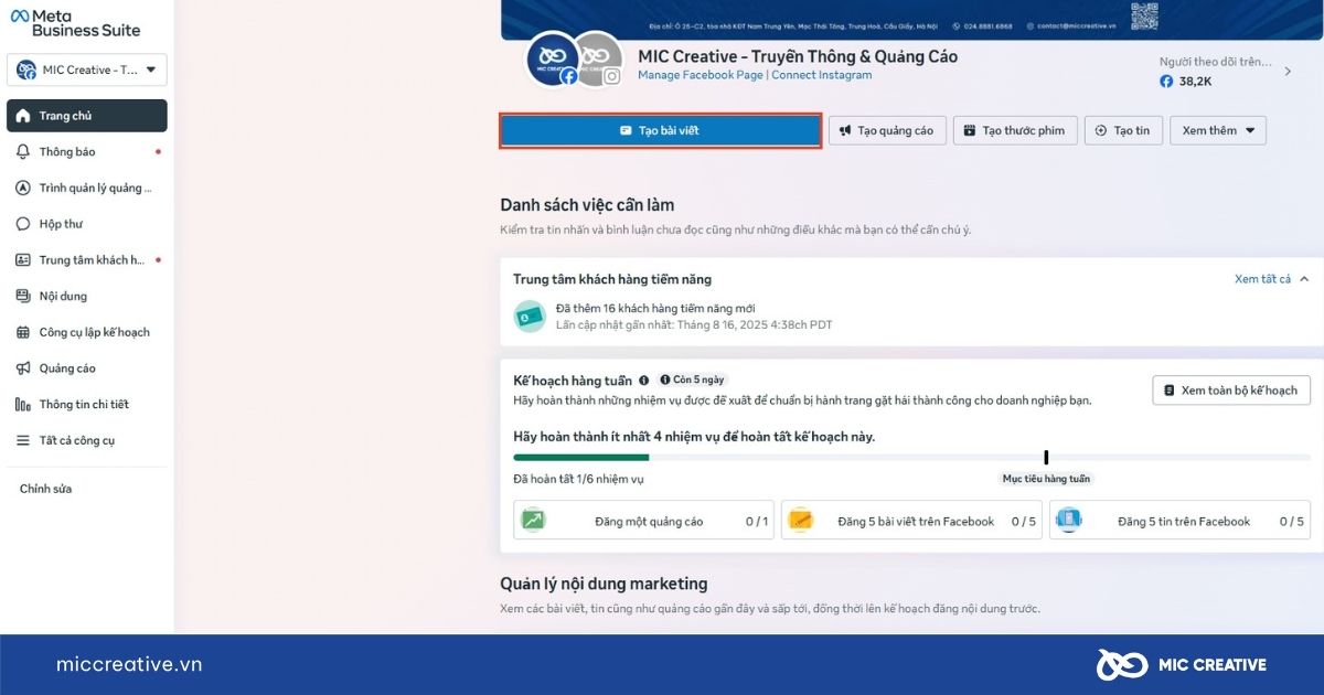 Nhấn nút Tạo bài viết