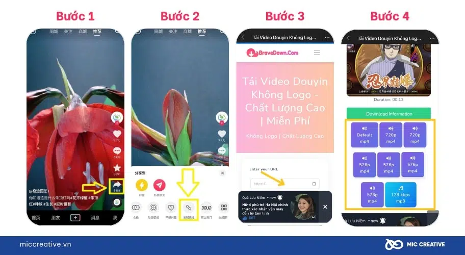 4 bước sử dụng BraveDown để tải TikTok Trung Quốc không Logo