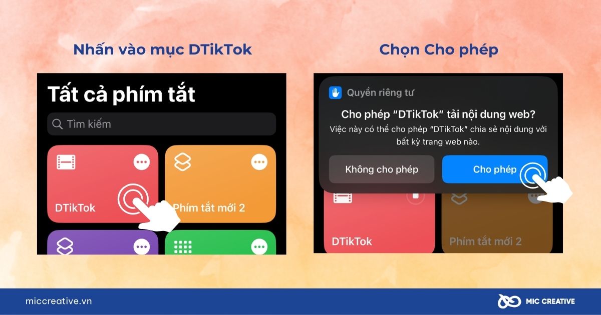 Cho phép DTikTok tải nội dung web