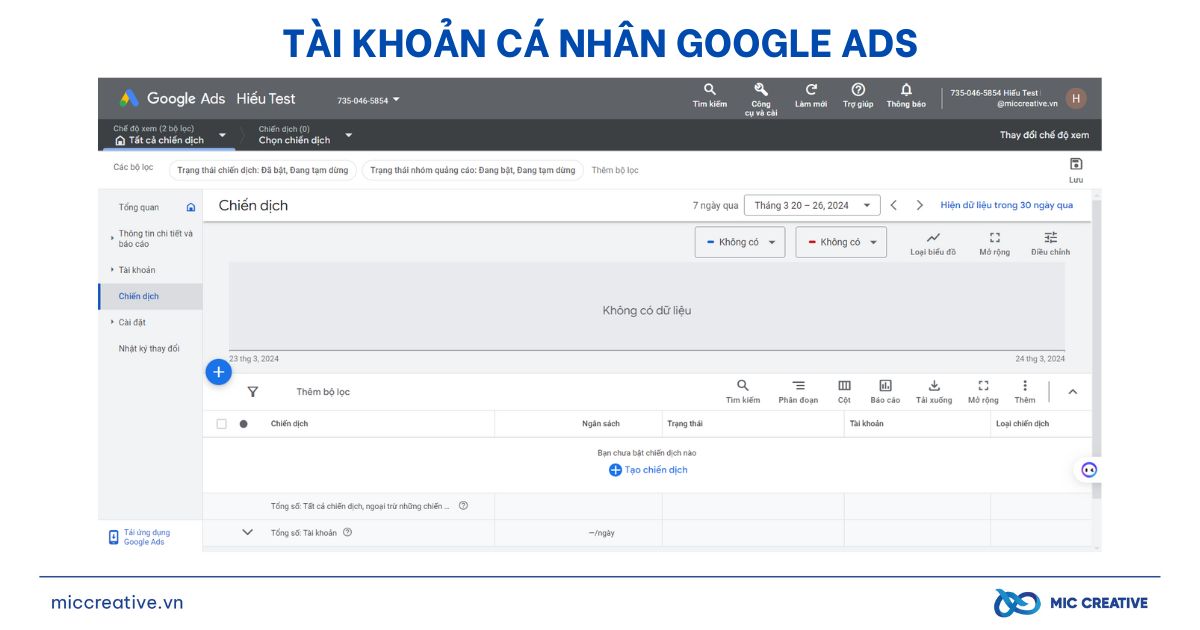 Tài khoản cá nhân Google Ads