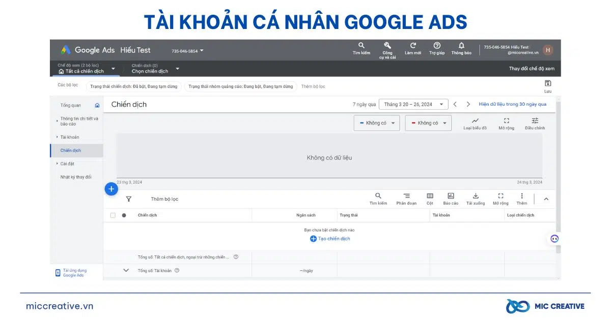 Tài khoản cá nhân Google Ads