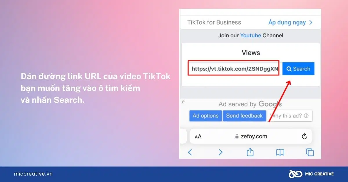 Tăng tim TikTok trên Zefoy.com - Bước 3