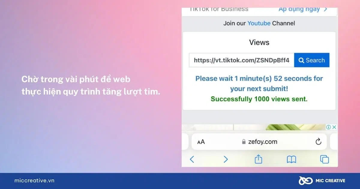 Tăng tim TikTok trên Zefoy.com - Bước 4