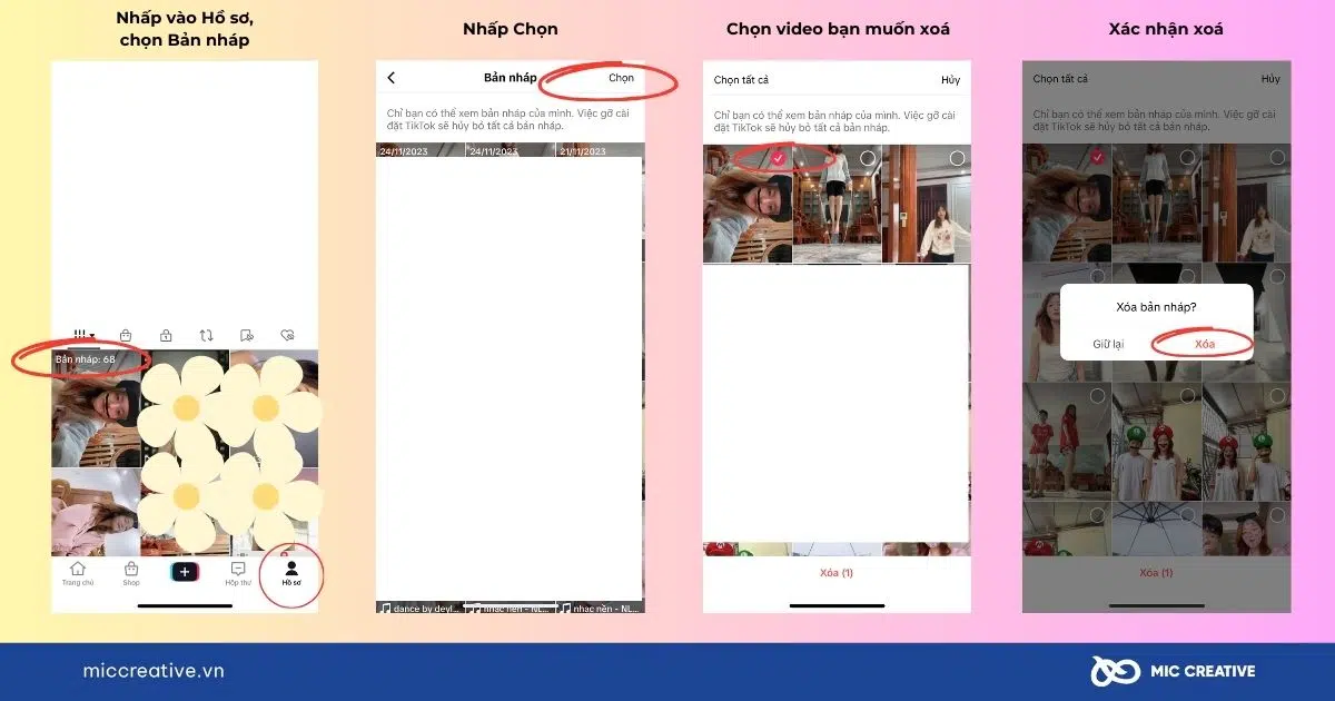Hướng dẫn xóa bản nháp riêng lẻ
