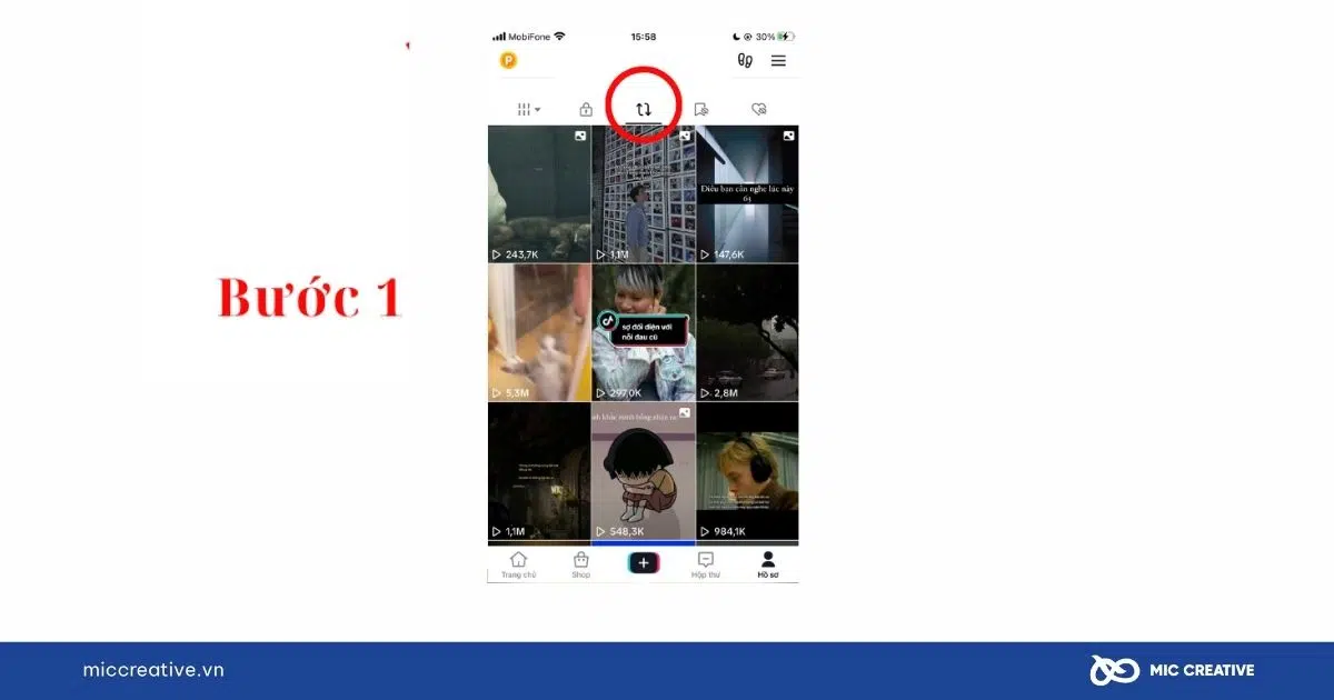 Xóa video đăng lại trên TikTok - Bước 1 