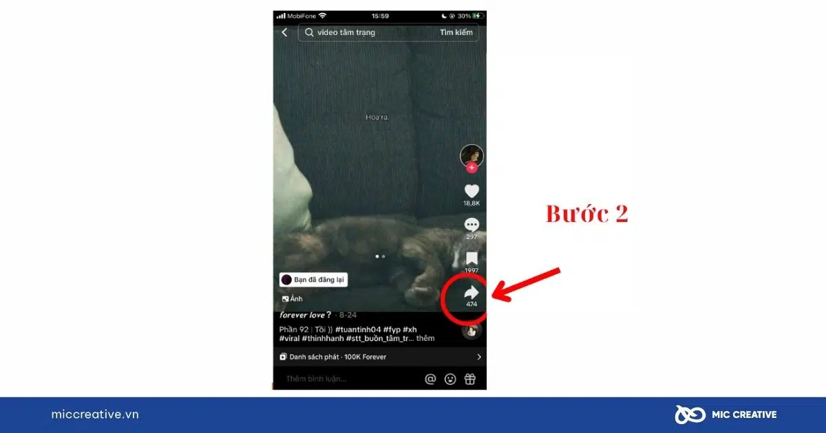 Xóa video đăng lại trên TikTok - Bước 2