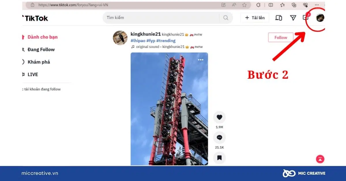 Xóa video TikTok trên máy tính - Bước 2