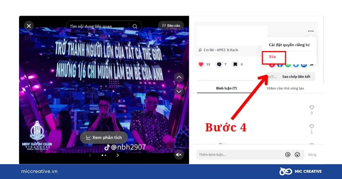 Xóa video TikTok trên máy tính - Bước 4