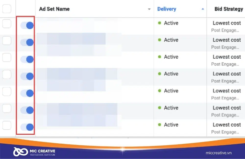 Bạn có thể tùy chỉnh tắt bật bằng cách gạt nút xanh trong chiến dịch