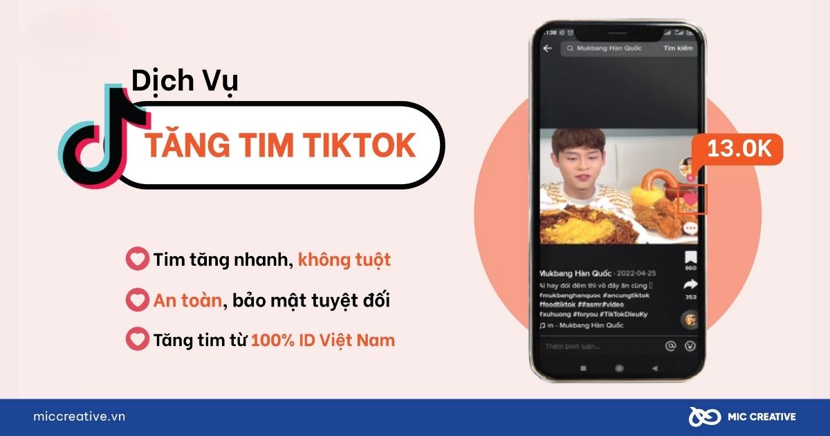 Một bài quảng cáo về dịch vụ tăng tim TikTok