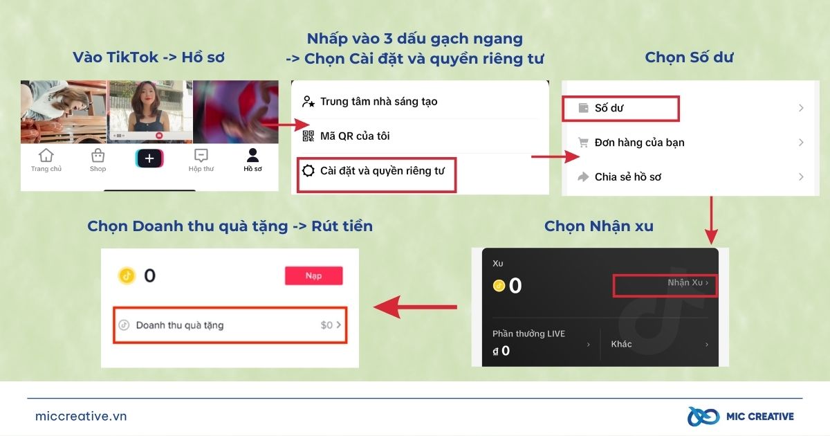 Cách nhận phần thưởng từ TikTok