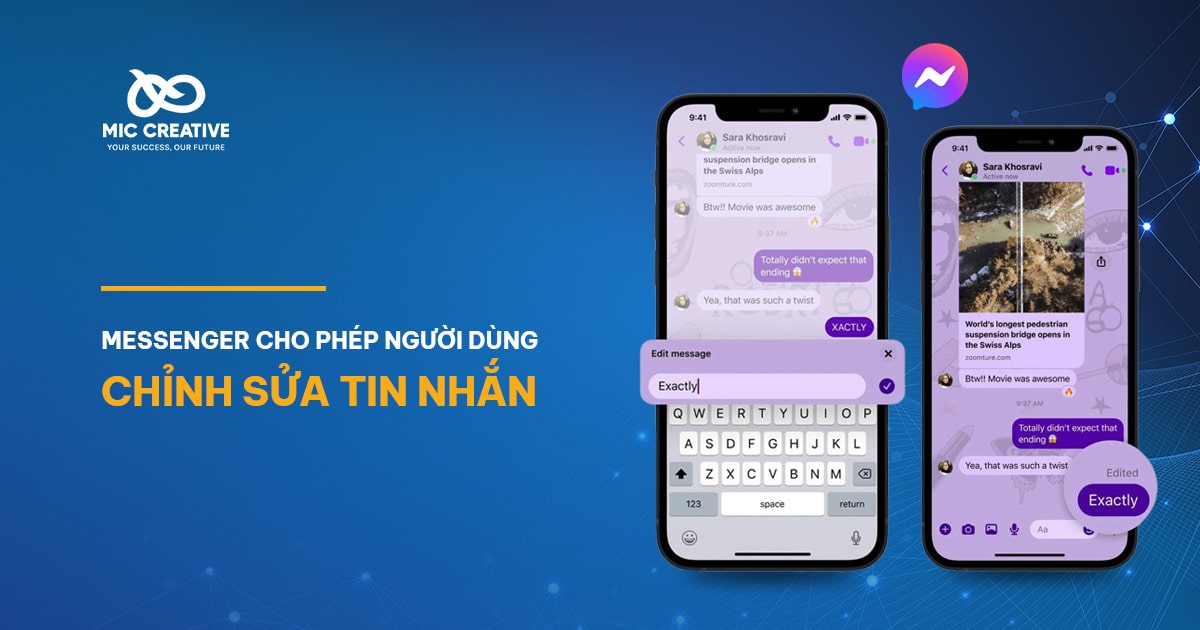 Messenger cho phép người dùng chỉnh sửa tin nhắn sau khi gửi thumbnail