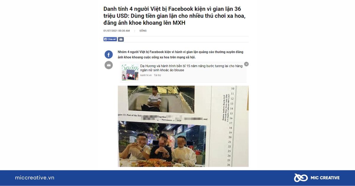  Thông tin về những đối tượng bị Facebook khởi kiện vì gian lập 