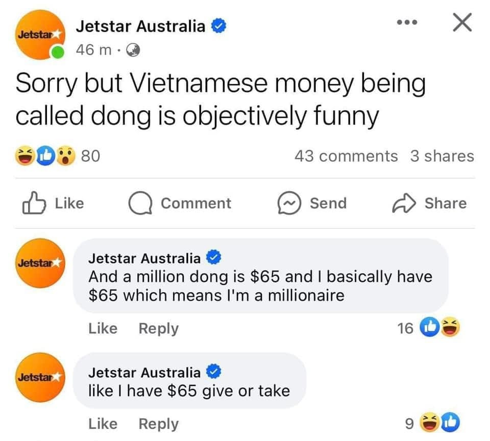 Bài đăng trên Fanpage Jetstar Australia