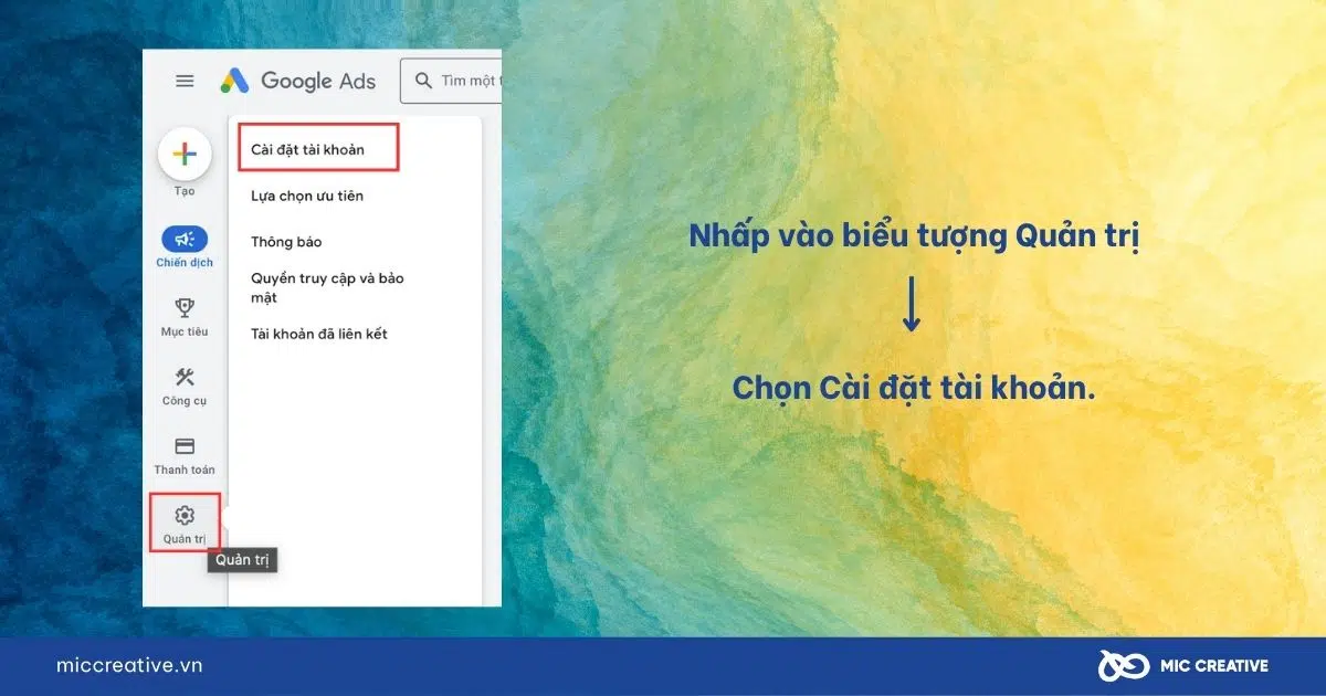 Chọn Cài đặt tài khoản