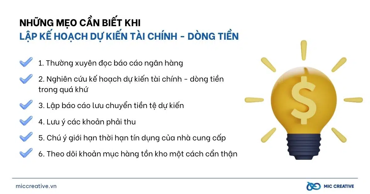 6 mẹo hữu ích giúp kế hoạch dự kiến tài chính - dòng tiền ổn định dòng tiền