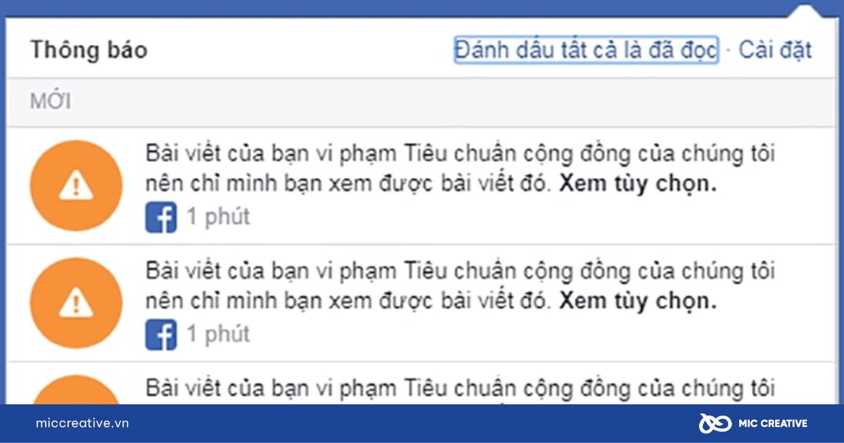 Tài khoản bị vi phạm chính sách của Facebook