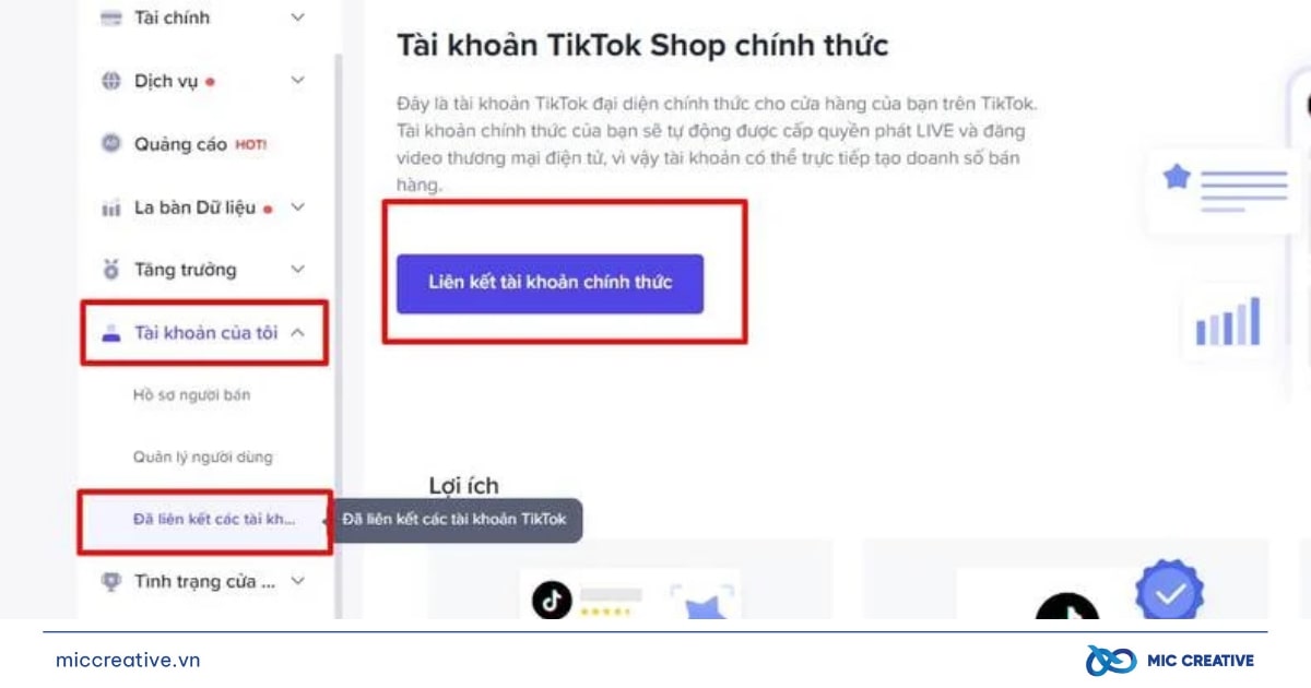 Hướng dẫn liên kết tài khoản TikTok cá nhân với TikTok Shop