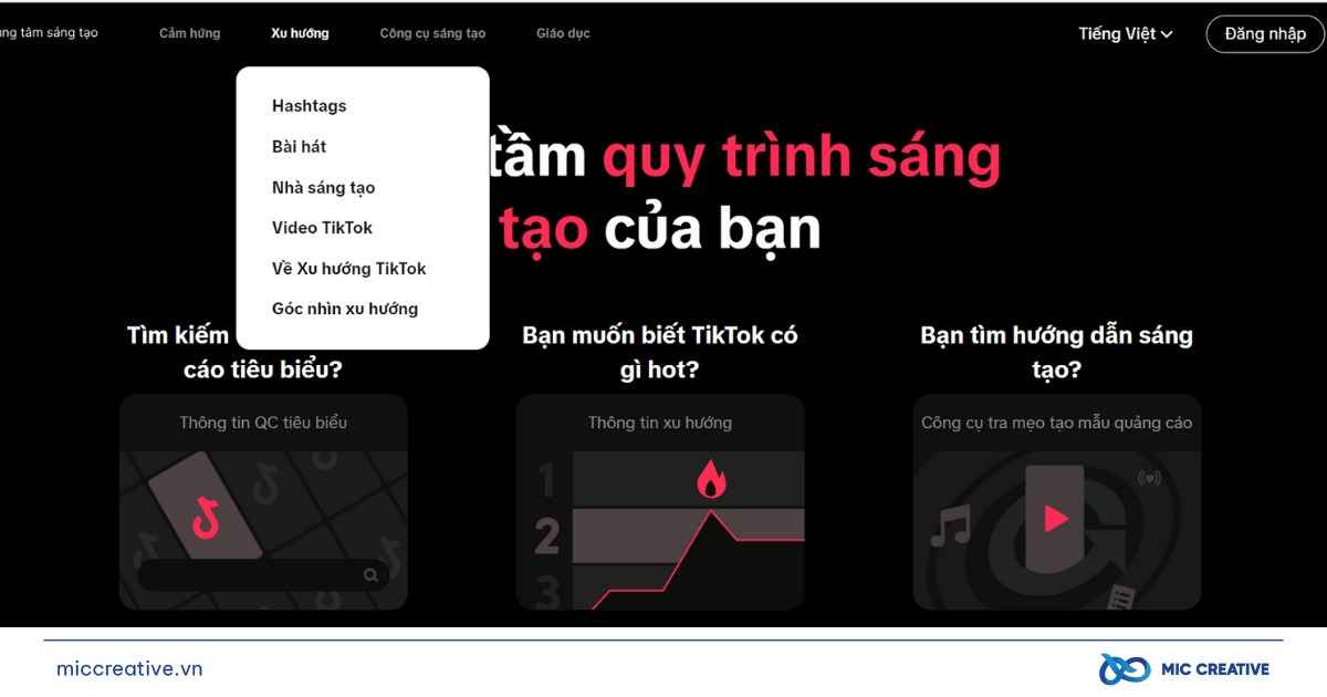 Bạn có thể nhanh chóng nắm bắt Trend TikTok bằng TikTok Creative Center