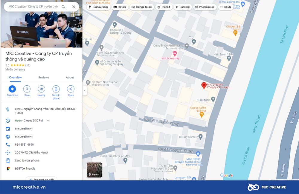 Xác minh Google Maps của MIC Creative