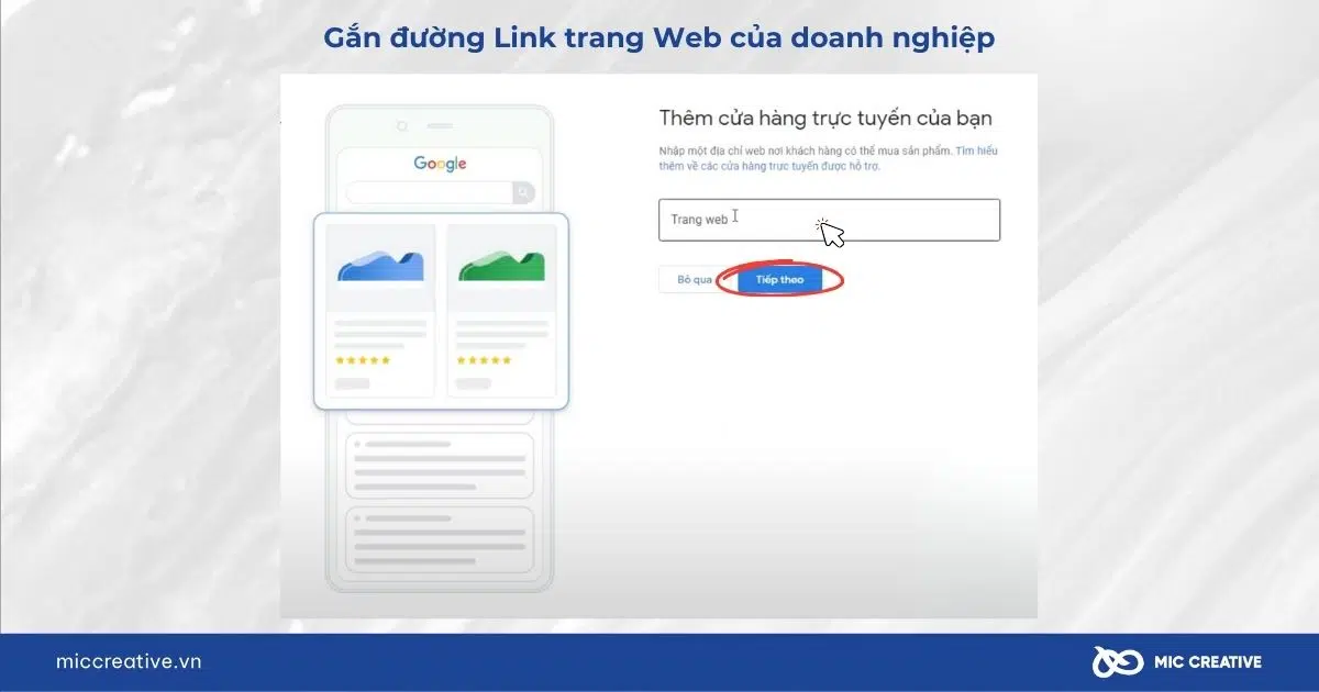Gắn đường link trang web của doanh nghiệp
