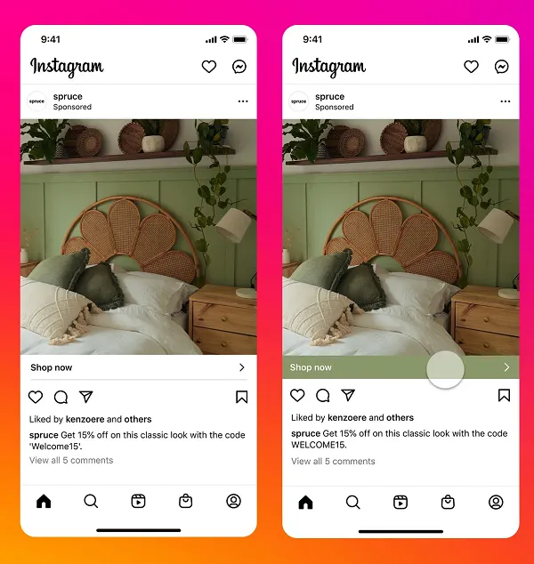 Instagram ra mắt quảng cáo kèm mã khuyến mãi để lôi kéo hoạt động mua hàng ig ads