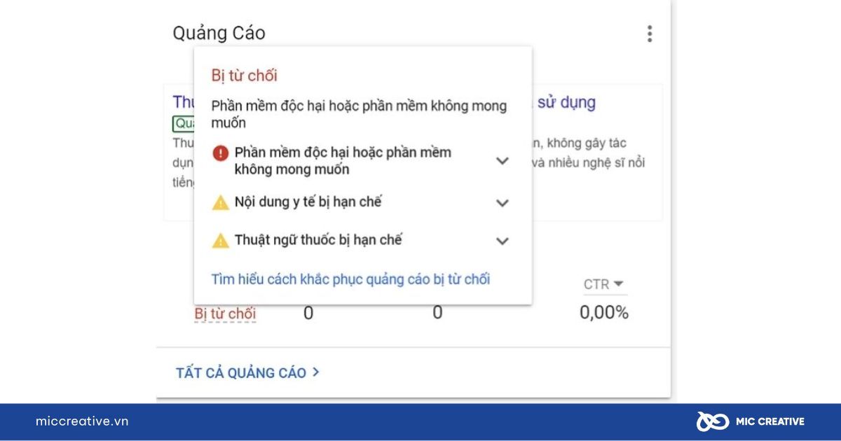 Quảng cáo bị từ chối