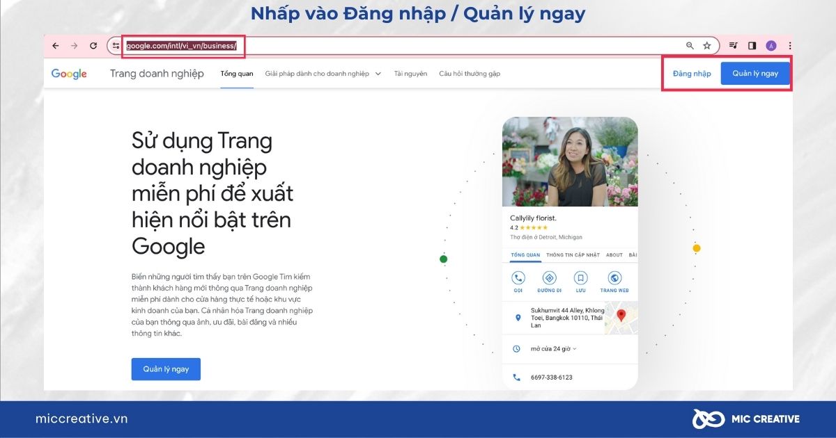 Truy cập vào Google Business