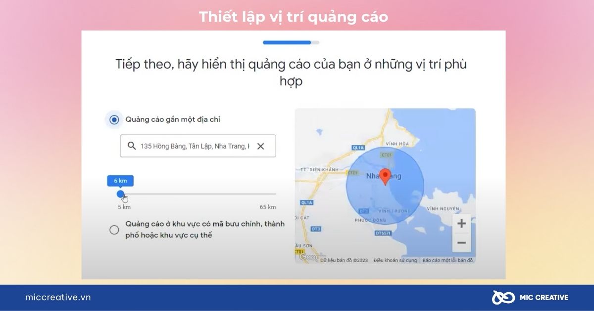 Thiết lập vị trí quảng cáo