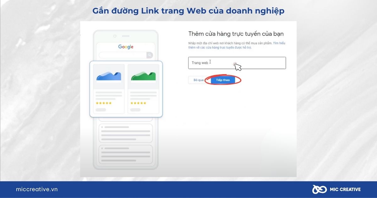 Gắn đường link trang web của doanh nghiệp