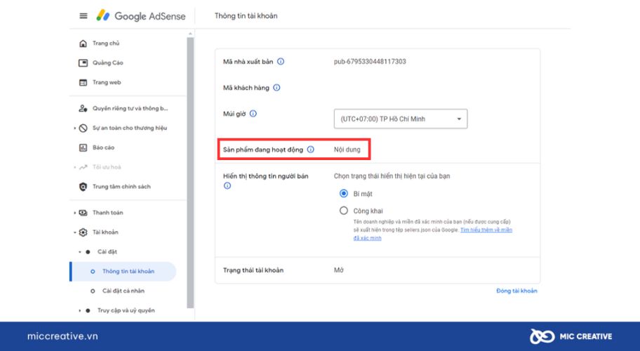 Kiểm tra tài khoản Google AdSense Hosted hay Content