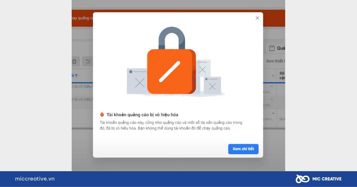 Tài khoản quảng cáo bị vô hiệu hoá