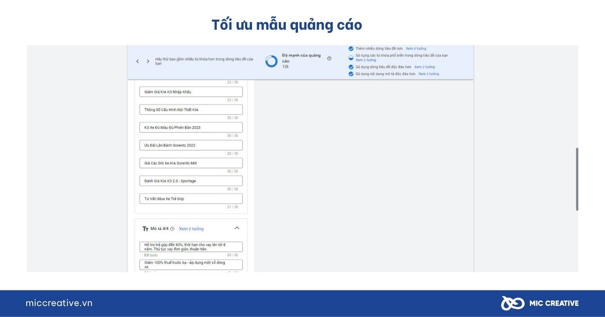 Tối ưu mẫu quảng cáo