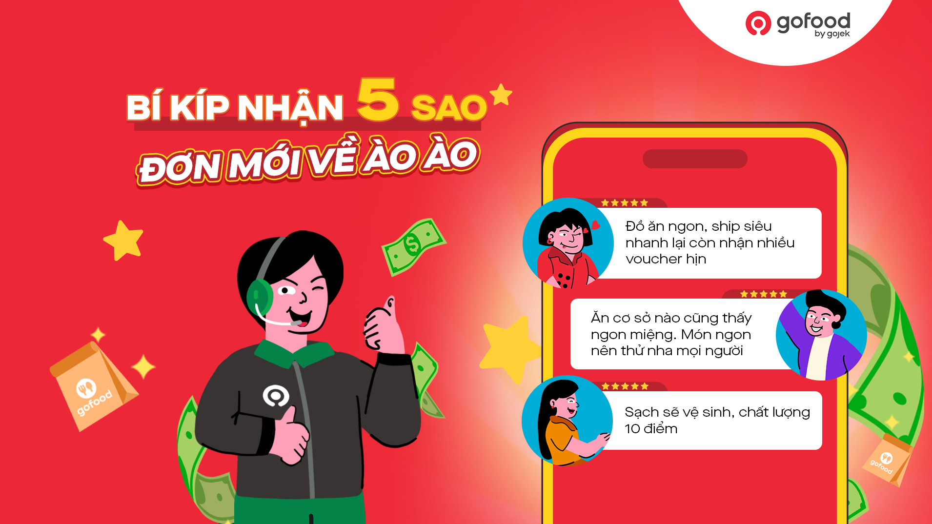 Bí kíp nhận 5 sao đơn mới về ào ào - GO FOOD