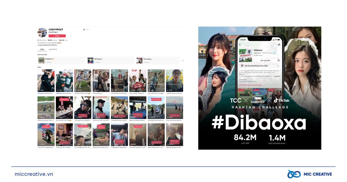 Các video template CapCut với hashtag #dibaoxa