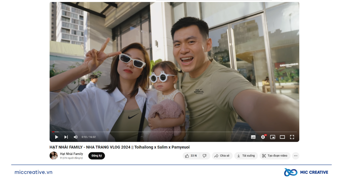 Những vlog của gia đình bé Pamyeuoi luôn thu về lượt tương tác khủng