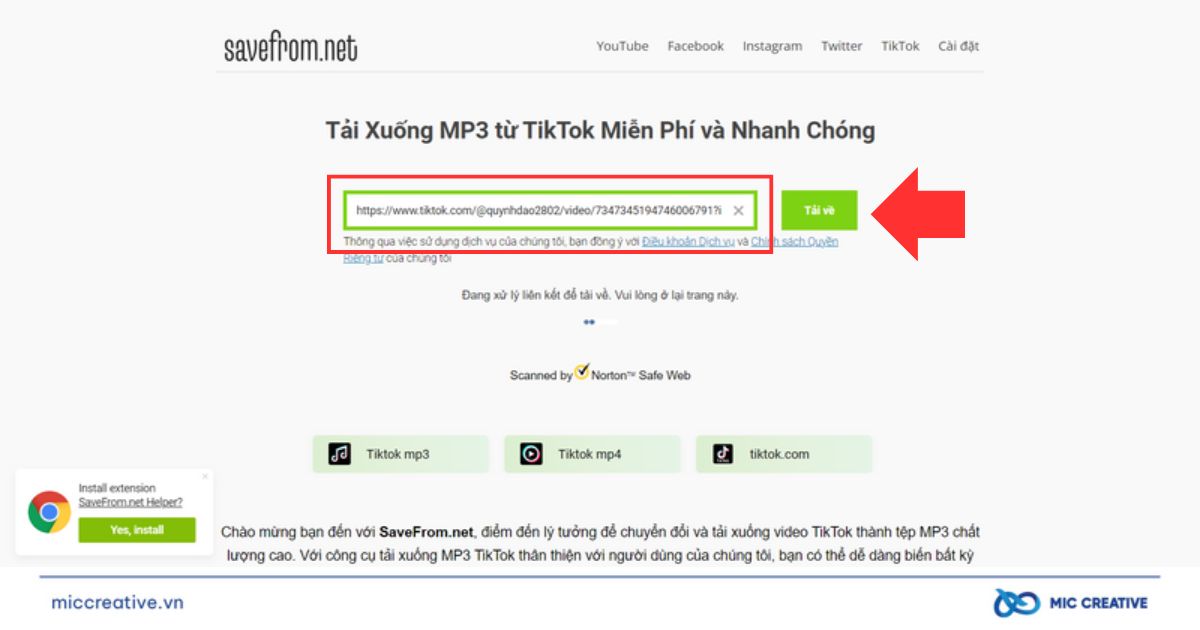 Gắn URL và chọn Tải về