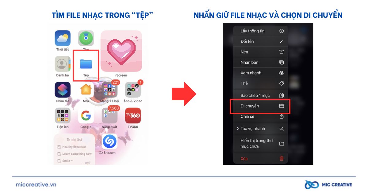 Tìm và di chuyển File nhạc